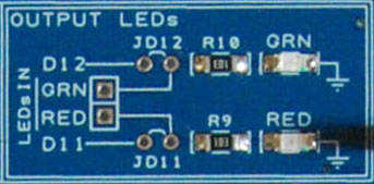 The Proto Shield Plus Output LEDs close up